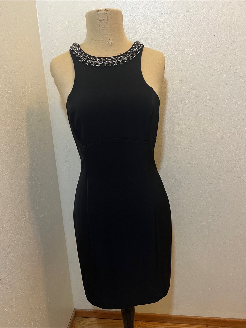 Express Black Beaded Neck Mini Dress